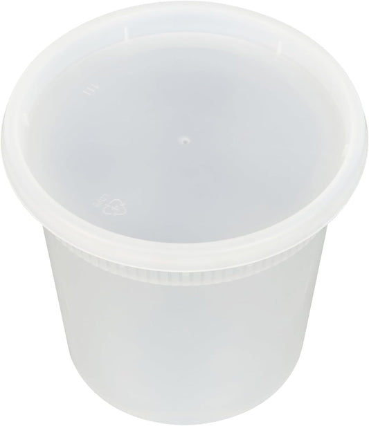Asporto Microwavable To-Go Container - BPA Free round Soup Container with Clear Plastic Lid - Catering & Takeout - 24 Oz - Clear - Plastic - Disposable - 100Ct Box